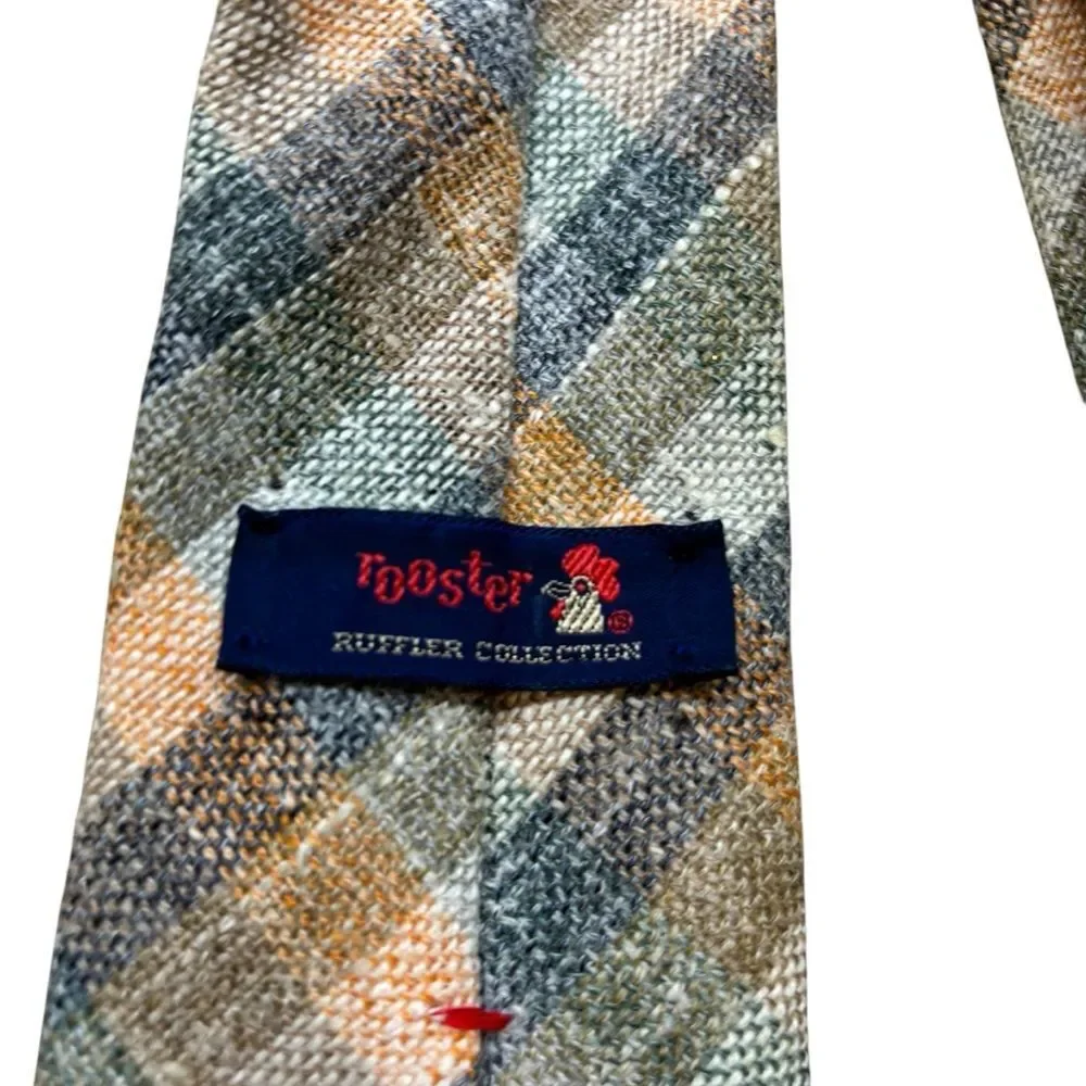 Mens Rooster Ruffler Collection Woven Plaid Neck Tie‎